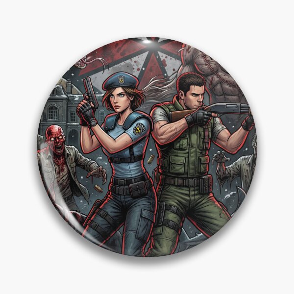 Item preview, Resident Evil Remake Jill Chris Leon Claire S.T.A.R.S. RPD Raccoon City Zombies Nemesis Tyrant Biohazard Collage Fan Art Poster T-Shirt Sticker Print Gift designed and sold by Senpaiwaves.