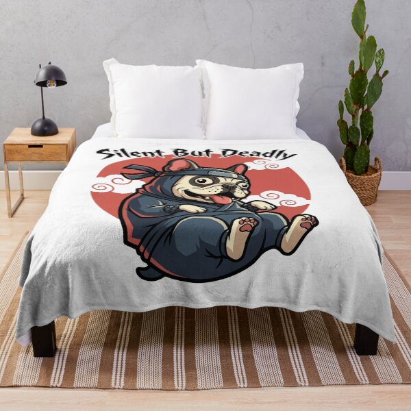 Item preview, Clumsy French Bulldog Ninja Jumping Through Red Sun designed and sold by Tong4130.