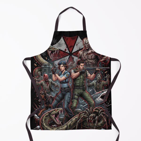 Item preview, Resident Evil Remake Jill Chris Leon Claire S.T.A.R.S. RPD Raccoon City Zombies Nemesis Tyrant Biohazard Collage Fan Art Poster T-Shirt Sticker Print Gift designed and sold by Senpaiwaves.