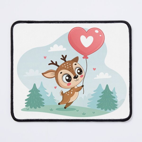 Item preview, Copy of a very cute deer floating with a heart-shaped balloon, woodland animal valentine isolated on a transparent background  designed and sold by elkuni.