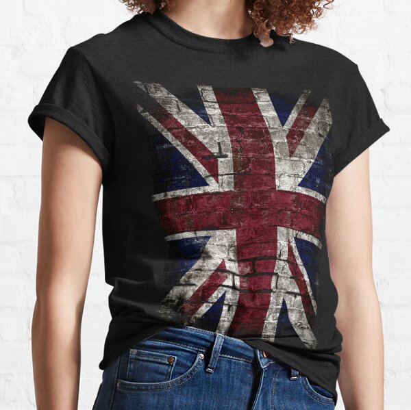 Grunge UK Flag, Great Britain, Punk Style Distressed Wall Classic T-Shirt