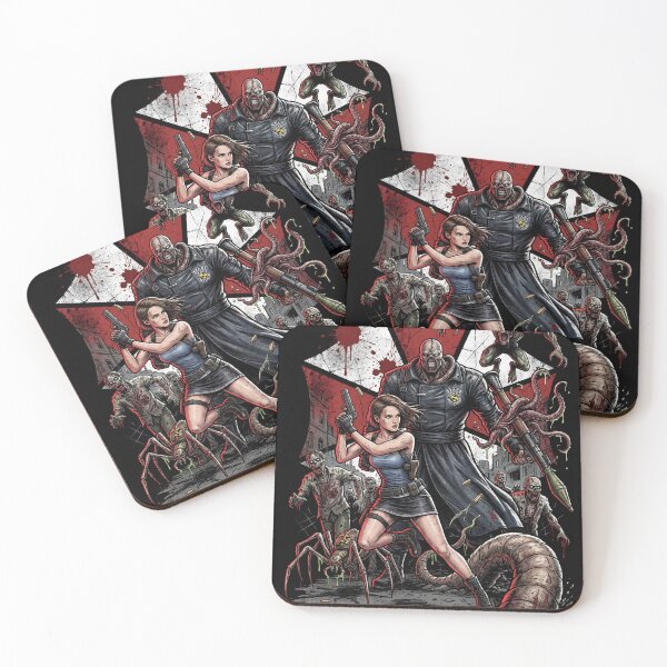 Item preview, Resident Evil Remake Jill Chris Leon Claire S.T.A.R.S. RPD Raccoon City Zombies Nemesis Tyrant Biohazard Collage Fan Art Poster T-Shirt Sticker Print Gift designed and sold by Senpaiwaves.