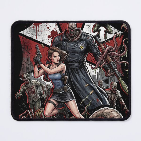 Item preview, Resident Evil Remake Jill Chris Leon Claire S.T.A.R.S. RPD Raccoon City Zombies Nemesis Tyrant Biohazard Collage Fan Art Poster T-Shirt Sticker Print Gift designed and sold by Senpaiwaves.