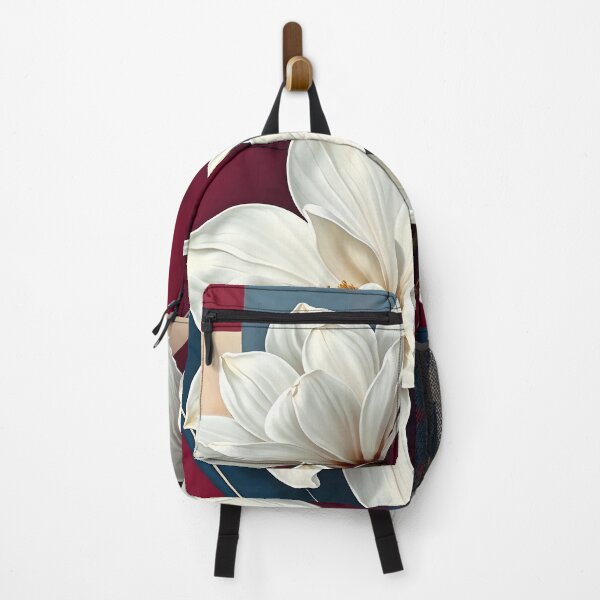 Item preview, White Magnolia Flowers, Abstract Burgundy & Navy Blue artwork designed and sold by SolaoLab.