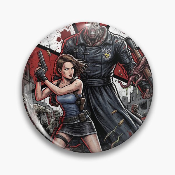 Item preview, Resident Evil 3 Remake Jill Chris Leon Claire S.T.A.R.S. RPD Raccoon City Zombies Nemesis Tyrant Biohazard Collage Fan Art Poster T-Shirt Sticker Print Gift designed and sold by Senpaiwaves.