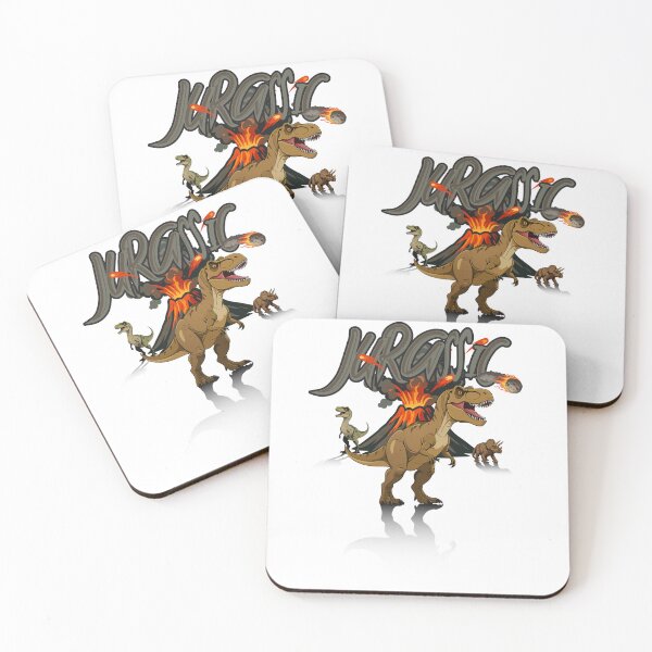 Item preview, Jurassic scene with Tyrannosaurus, Velociraptor, triceratops  designed and sold by Art-Horizon.