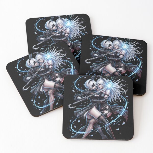 Item preview, 2B & A2 NieR Automata YoRHa No.2 Type B Android Blindfold White Hair Katana Pod 153 9S Pascal Village Amusement Park Ending E Fan Art Portrait Poster T-Shirt Sticker Gift designed and sold by Senpaiwaves.