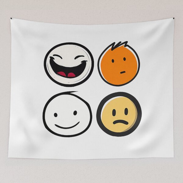 Item preview, Doodle Faces Emoji Set - Minimalist Cartoon Moods Emotional Expression designed and sold by DesignArtist.ia.
