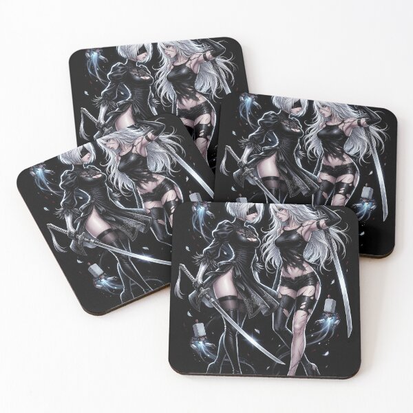 Item preview, 2B & A2 NieR Automata YoRHa No.2 Type B Android Blindfold White Hair Katana Pod 153 9S Pascal Village Amusement Park Ending E Fan Art Portrait Poster T-Shirt Sticker Gift designed and sold by Senpaiwaves.
