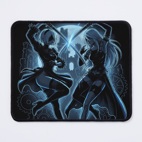 Item preview, 2B & A2 NieR Automata YoRHa No.2 Type B Android Blindfold White Hair Katana Pod 153 9S Pascal Village Amusement Park Ending E Fan Art Portrait Poster T-Shirt Sticker Gift designed and sold by Senpaiwaves.