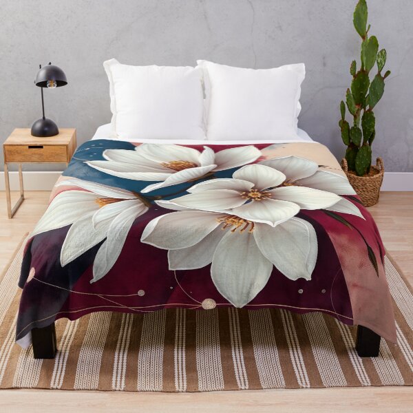 Item preview, White Magnolia Flowers, Abstract Dusty Rose & Blue artwork designed and sold by SolaoLab.