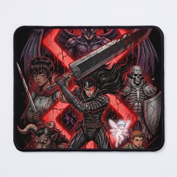 Item preview, Black Swordsman Giant Sword Dragonslayer Marked Skull Knight Eclipse Band of the Hawk Berserker Armor Rage Behelit Anime Warrior Fan Art Portrait Illustration Poster T-Shirt Sticker Print Gift designed and sold by Senpaiwaves.