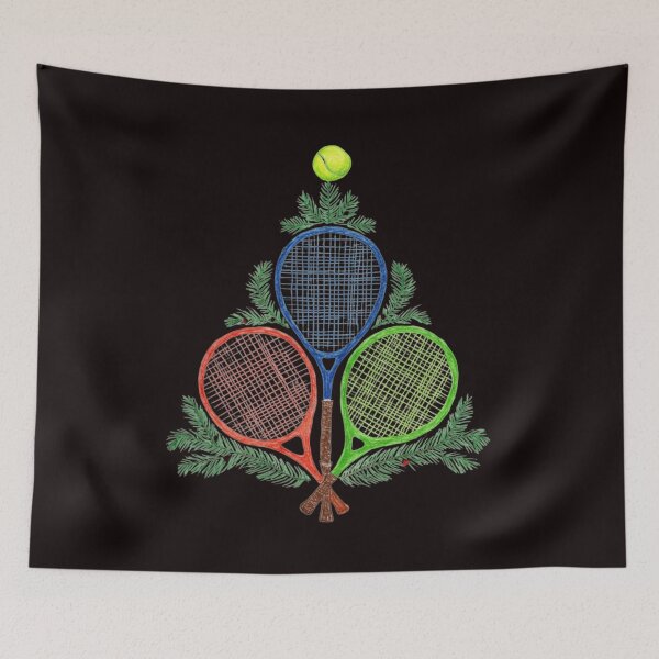 Item preview, Colorful Tennis Racket Christmas Tree, Vintage Retro Country Club Sports X-mas, Player, Teammate, Instructor, Sporty Gift designed and sold by DesignDenDo ⭐⭐⭐⭐⭐.