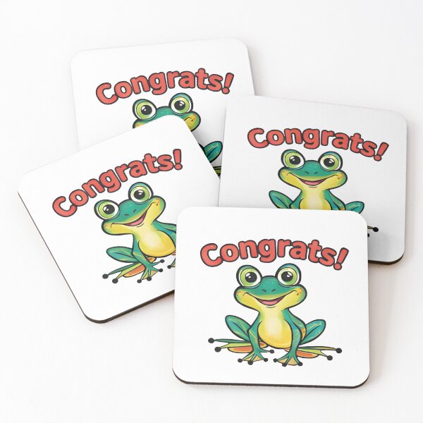 Item preview, Happy Green Frog Saying Congrats - Well Done & Good Job Gift designed and sold by Sitred123.