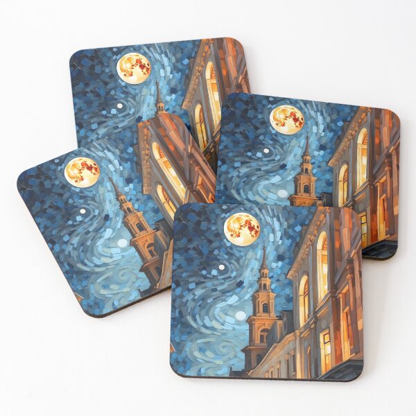 Item preview, Van Gogh Style Starry Night Over European Street designed and sold by PalmixArt.
