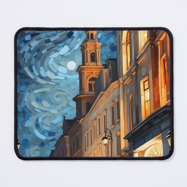 Item preview, Van Gogh Style Starry Night Over European Street designed and sold by PalmixArt.