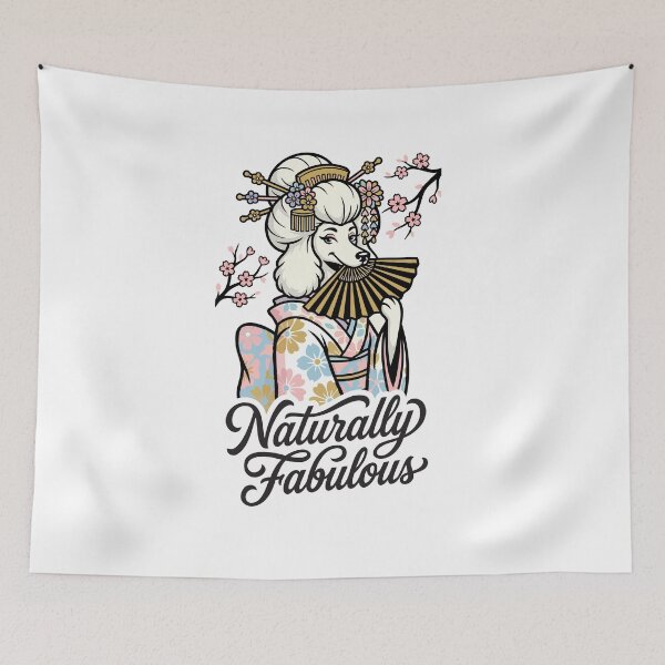 Item preview, Fancy Poodle Dog as Geisha with Folding Fans designed and sold by Tong4130.