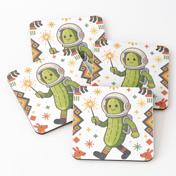 Item preview, Cosmic Dill Pickle Astronaut Pixel Art | Retro Mexican Folk Embroidery Vibe designed and sold by Cherrydora.