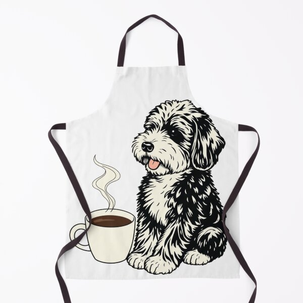 Item preview, Simple Joy – Bernedoodle with Coffee Cup Line Drawing designed and sold by HappySproutArt.