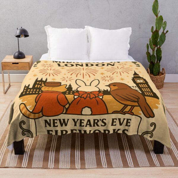 Item preview, Midnight in London New Year's Eve Fireworks Art - Vintage London Skyline designed and sold by MAGICKEY2024.