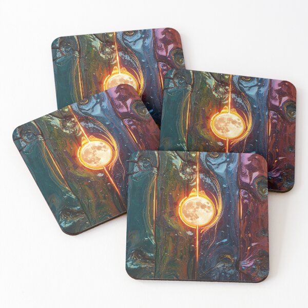 Item preview, Abstract 3D Colorful Wood Panels Wall Art with Moon – Resin Texture Digital Art designed and sold by Impact-Art.