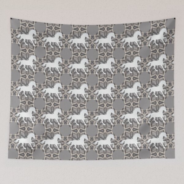 Item preview, White and Grey Horse Mandala Body Silhouette designed and sold by DuFauna.