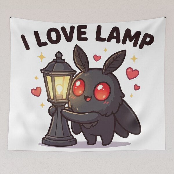Item preview, I Love Lamp - Cute Chibi Mothman Meme designed and sold by Petzzz.