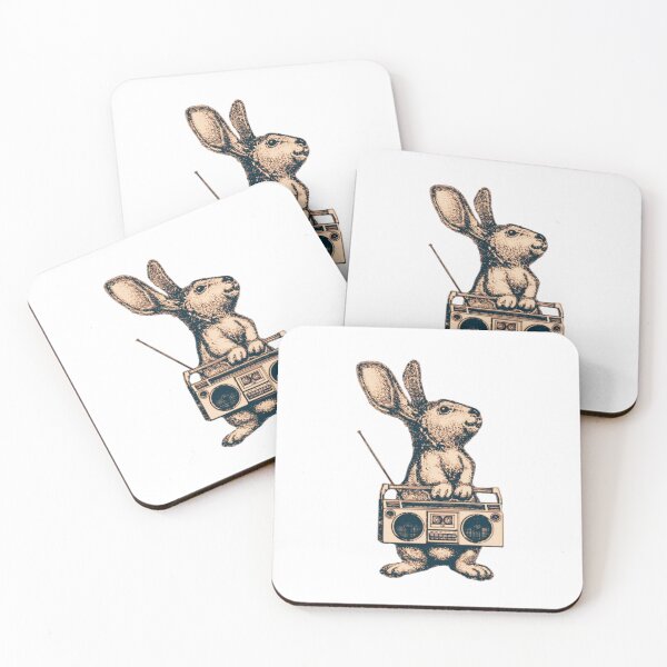 Item preview, Retro Boombox Bunny — Vintage Hip Hop Rabbit Illustration designed and sold by HBDStudio.