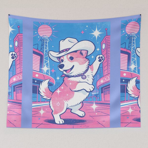 Item preview, Neon Rodeo Corgi: Synthwave Cowboy Dog Graphic Art designed and sold by Cherrydora.