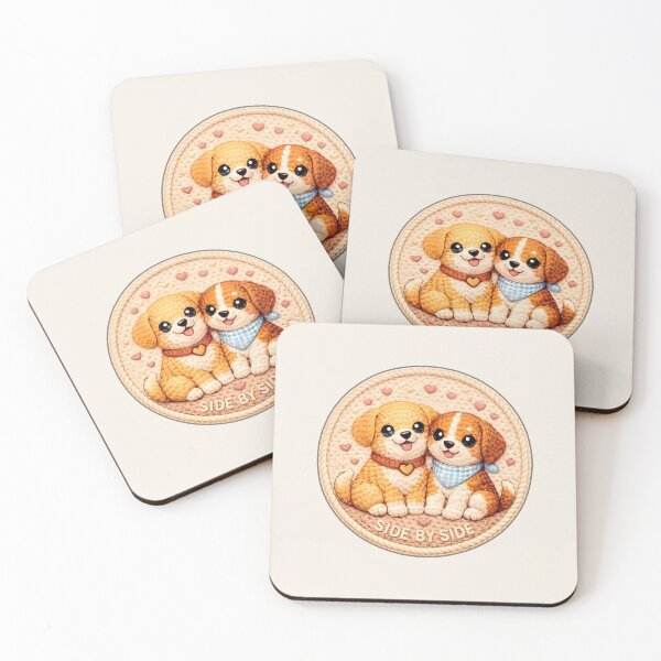 Item preview, Valentine Embroidery Cute Puppy Couple – Side by Side Love Crochet Style Sticker designed and sold by Nuist25.