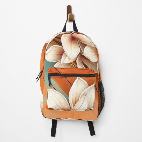 Item preview, White Magnolia Flowers, Abstract Orange & Teal artwork designed and sold by SolaoLab.
