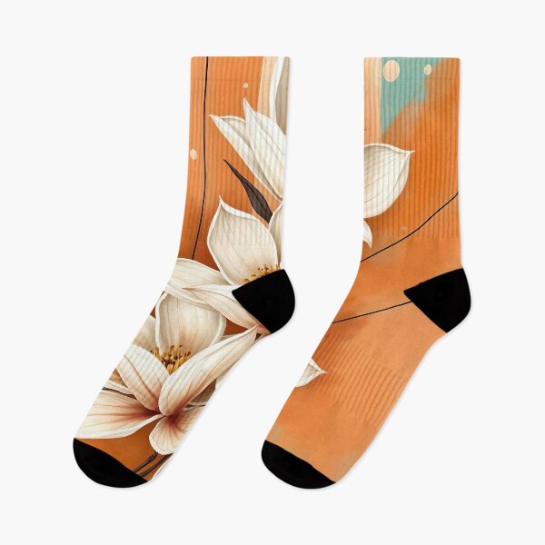 Item preview, White Magnolia Flowers, Abstract Orange & Teal artwork designed and sold by SolaoLab.