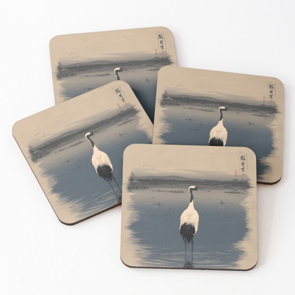 Item preview, Common Crane in the Wetlands at Dusk designed and sold by Ukiyo Aviary.