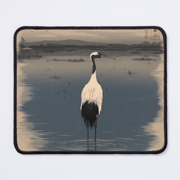 Item preview, Common Crane in the Wetlands at Dusk designed and sold by Ukiyo Aviary.