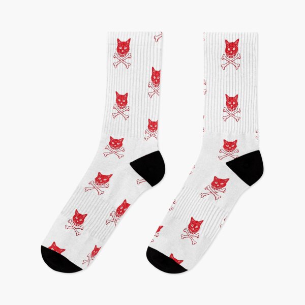 Item preview, Punk Rock Red Cat: Edgy Spiked Collar and Crossbones Illustration designed and sold by HBDStudio.