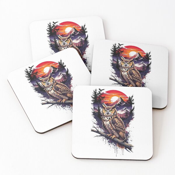 Item preview, Majestic Owl at Sunset – Vintage Wildlife Illustration designed and sold by novapixel25100.