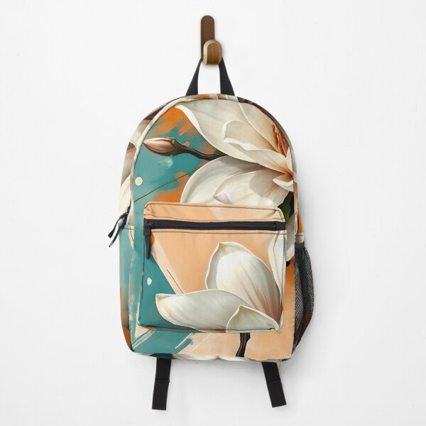 Item preview, White Magnolia Flowers, Abstract Teal & Peach artwork designed and sold by SolaoLab.
