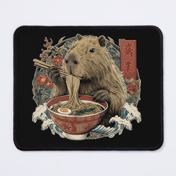 Item preview, Capybara eating ramen, Japanese Handrawn Art designed and sold by imaginariumlab.
