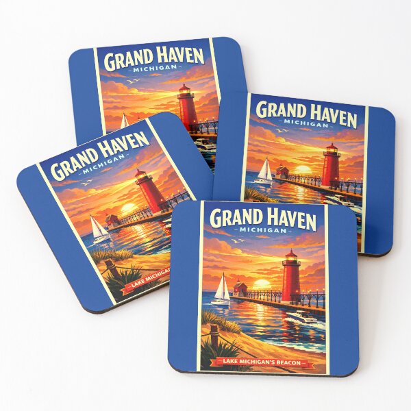 Item preview, Grand Haven Michigan Lighthouse at Sunset designed and sold by American Travels.