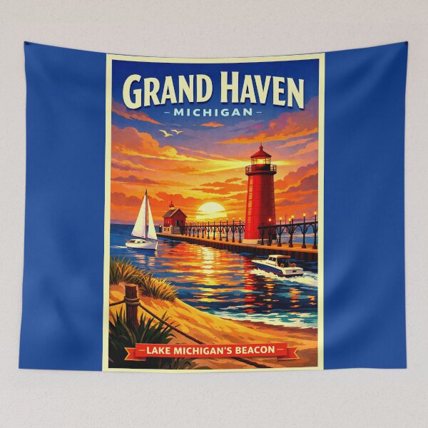 Item preview, Grand Haven Michigan Lighthouse at Sunset designed and sold by American Travels.