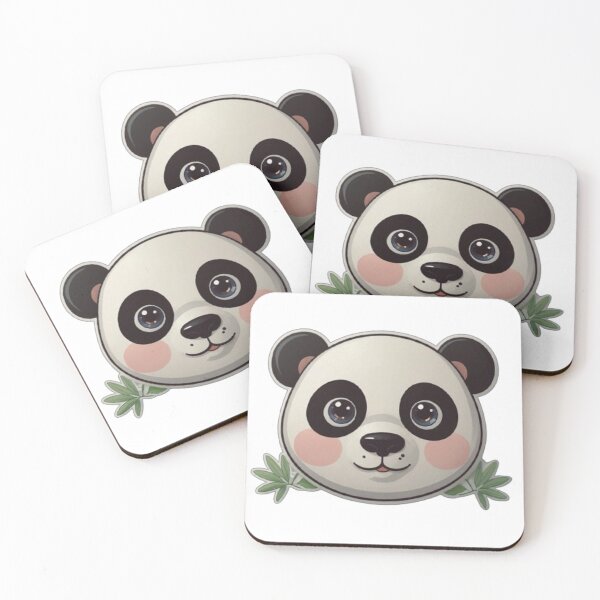 Item preview, Kawaii Panda Face with Bamboo – Cute Chibi designed and sold by MiniPrintMagic.