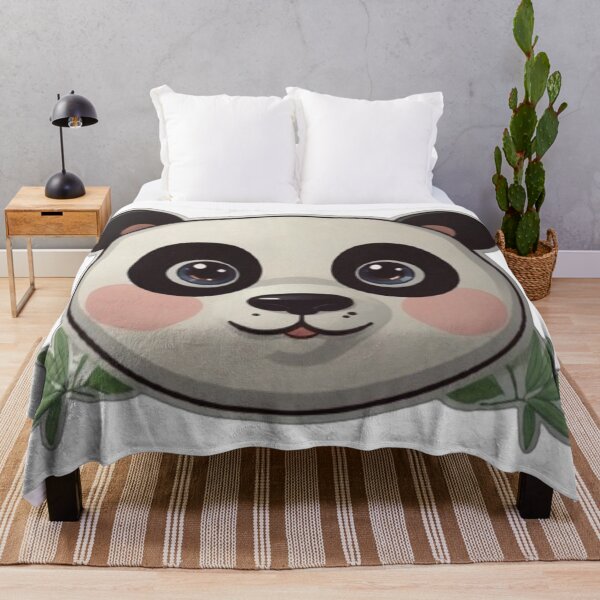 Item preview, Kawaii Panda Face with Bamboo – Cute Chibi designed and sold by MiniPrintMagic.