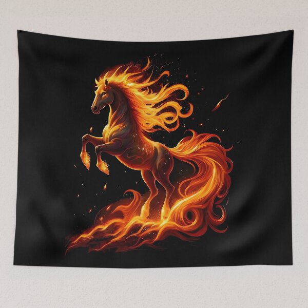 Item preview, Year of the Fiery Horse, Happy New Year! fire on black background designed and sold by orthodox-icon.