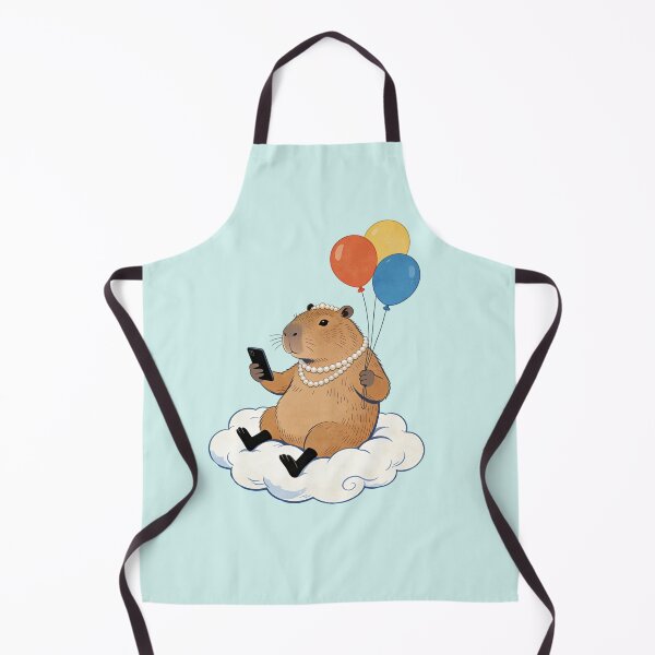 Item preview, Glam Capybara on Cloud with Pearls and Balloons - Aesthetic Chill Vibe Art designed and sold by Cherrydora.