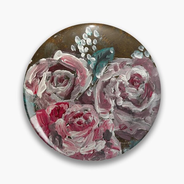 Item preview, Red roses with golden background | Floral clock painting designed and sold by idledaze.