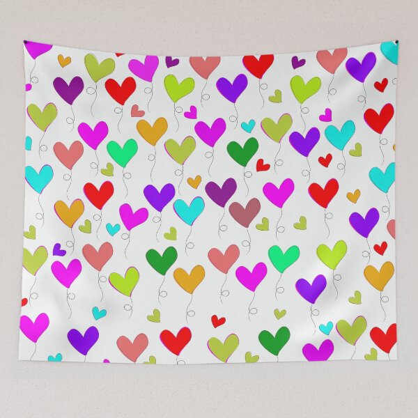Item preview, Colorful Floating Heart Balloons Pattern - Whimsical Love Art designed and sold by DeeLulu.