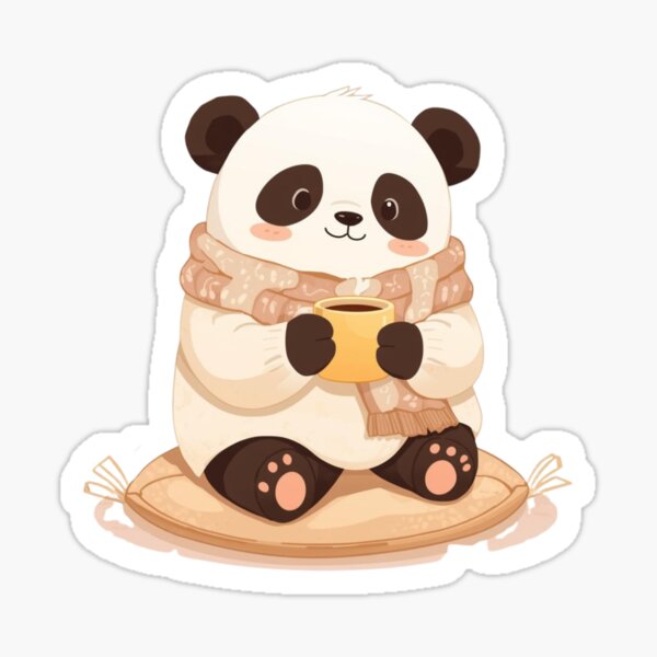 Item preview, Kawaii Cozy Winter Panda — Warm Hygge Coffee Bear Illustration designed and sold by Smile-AlNo.