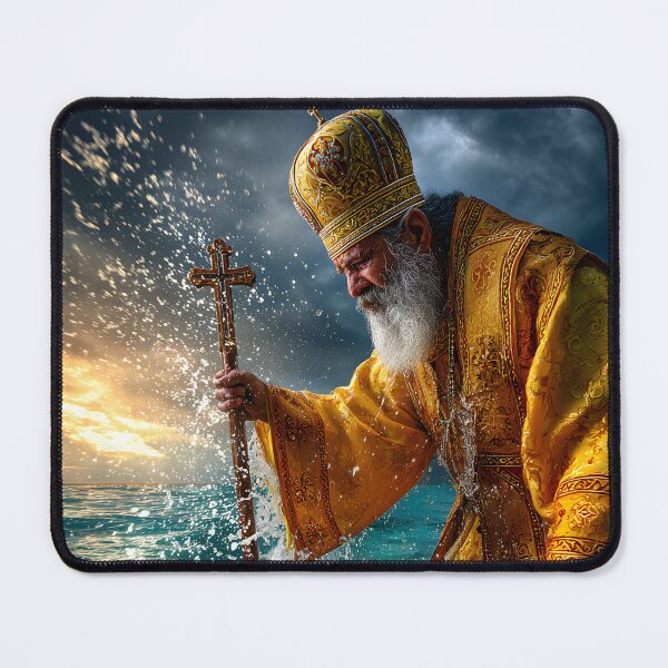 Item preview, Pensive Religious man in Ocean Waves at Sunset designed and sold by Artessie.