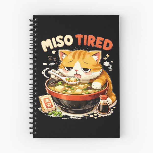 Item preview, Miso Tired Cat Eating Miso Soup – Funny Tired Cat Design designed and sold by KrissGraphShop.