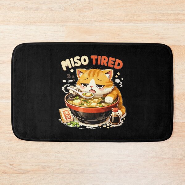 Item preview, Miso Tired Cat Eating Miso Soup – Funny Tired Cat Design designed and sold by KrissGraphShop.